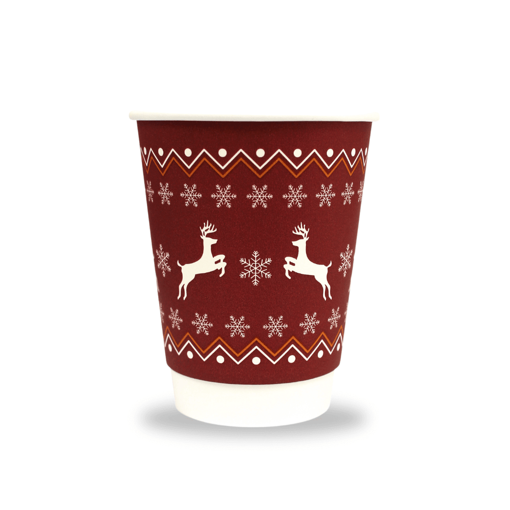 12oz Red Double Wall Christmas Paper Cups