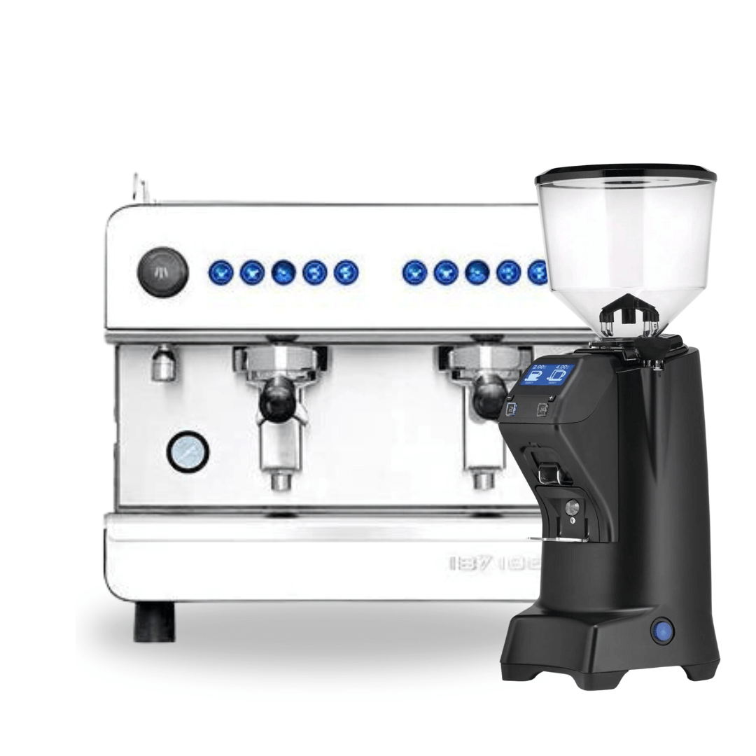 Iberital IB7 Compact 2 Group Traditional Espresso Coffee Machine (Glossy White)