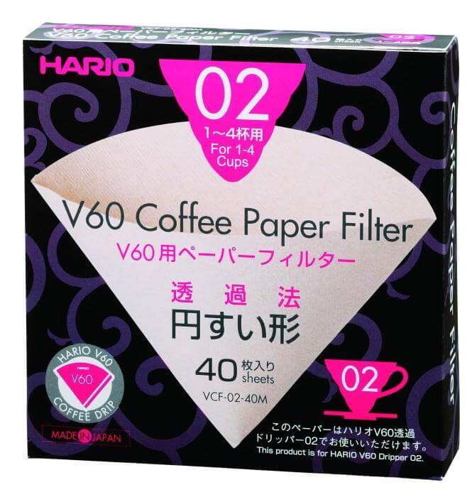 Hario V60 02 Dripper Unbleached Filter Paper Sheets (40 Per Pack)