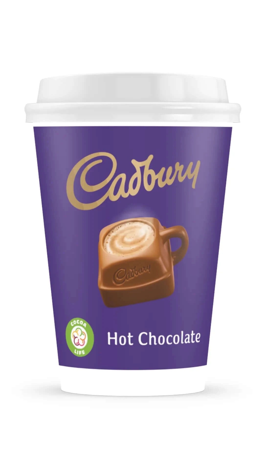 Cadbury One Vending Hot Chocolate & 12oz Cadbury Double Wall Paper Cups Package
