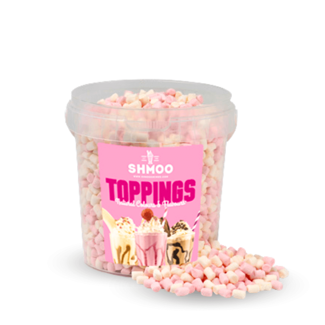 Shmoo Pink & White Micro Marshmallows & Plastic Topping Tub