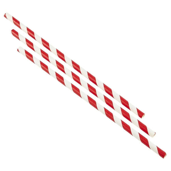 Red & White Stripe Biodegradable Paper Straws (Pack of 250)