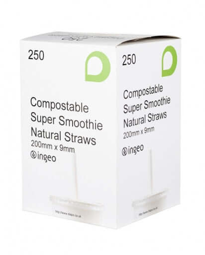 Compostable Natural White Smoothie Straws (Box of 250)